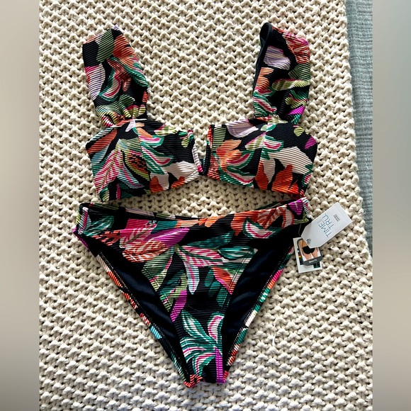 NWT! Time & Tru Wide Strap V-Neck Bikini Set- Size M - Picture 1 of 6